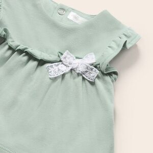 Size 18 months Mayoral Mint Green Baby Matching Set with White Lace Bow Accent
